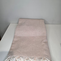 OUTLET SALE - Diamond Weave Turkish Cotton Throw Blanket in Beige - FINAL SALE