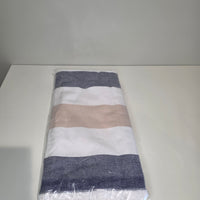 OUTLET SALE - Kapris Terry Lined Turkish Towel in Blue and Beige - FINAL SALE
