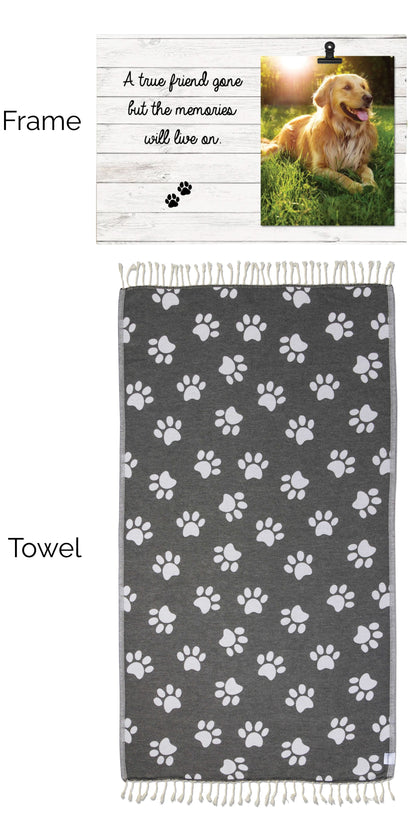 Paw Print Towel and Memorial Frame Bundle (Frame with Clip) - InfuseZen x Butter Lu Collab