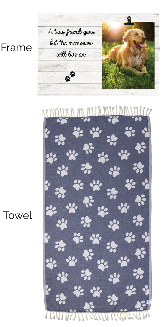 Paw Print Towel and Memorial Frame Bundle (Frame with Clip) - InfuseZen x Butter Lu Collab