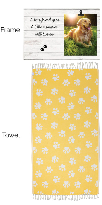 Paw Print Towel and Memorial Frame Bundle (Frame with Clip) - InfuseZen x Butter Lu Collab