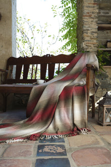  Plaid Turkish Throw Blanket in Red with Olive and Ivory