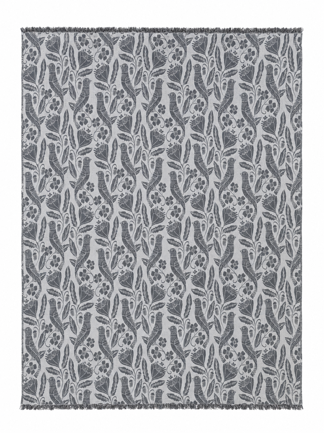 Bird and Botanicals Reversible Muslin Blanket in Charcoal and Grey