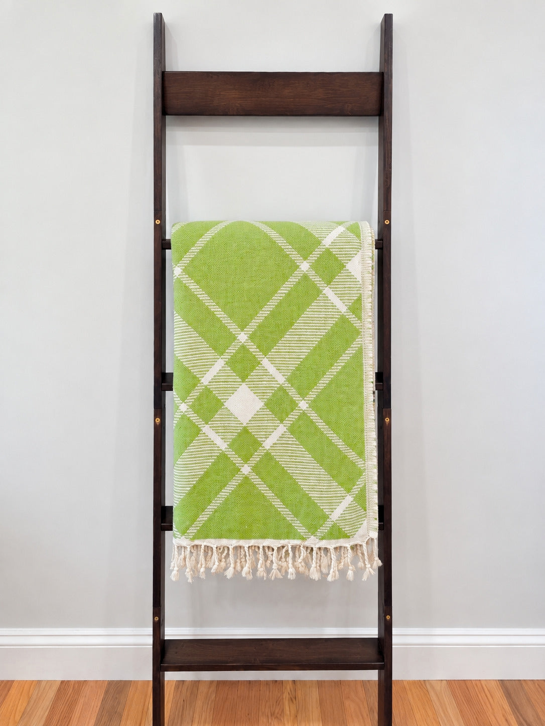 Plaid Organic Cotton Throw Blanket in Olive & Beige