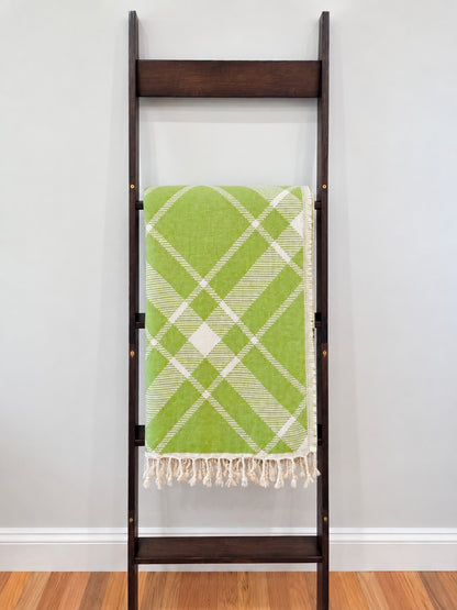 Plaid Organic Cotton Throw Blanket in Olive & Beige