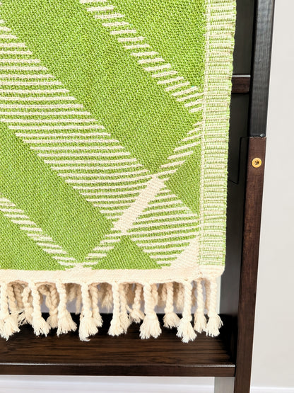 Plaid Organic Cotton Throw Blanket in Olive & Beige