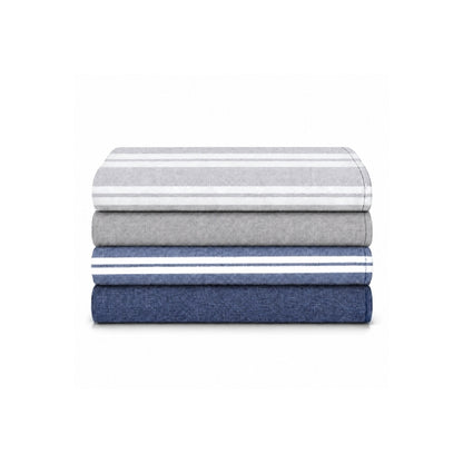 Modern Classic Hand Towel Bundle - Set of 4 Haven + Stucco Hand Towels - Navy and Light Grey