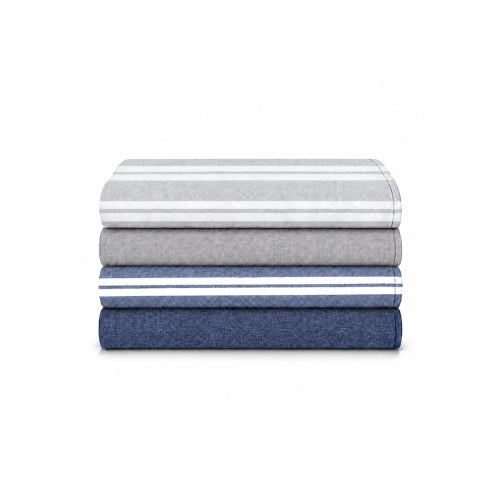 Modern Classic Hand Towel Bundle - Set of 4 Haven + Stucco Hand Towels - Navy and Light Grey