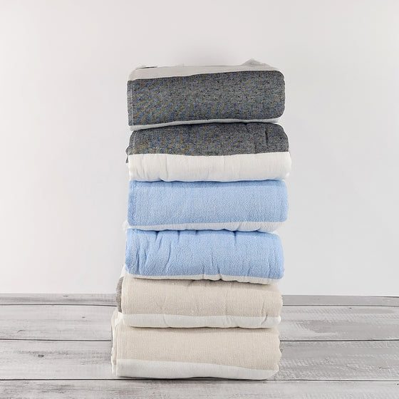 SPA BUNDLE #2 - Set of 6 Kapris Terry Cloth Lined Turkish Towels - Grey (2), Blue (2), Brown (2)