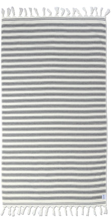  Bask Striped Organic Turkish Towel with Soft Terry Cloth Back in Black