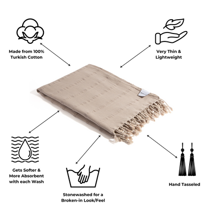 Stonewashed Organic Turkish Towel in Beige