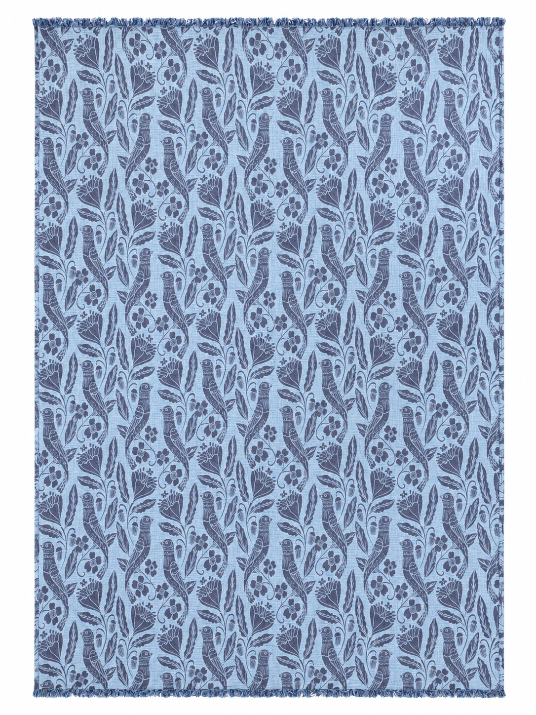 Bird and Botanicals Reversible Muslin Blanket in Navy and Blue