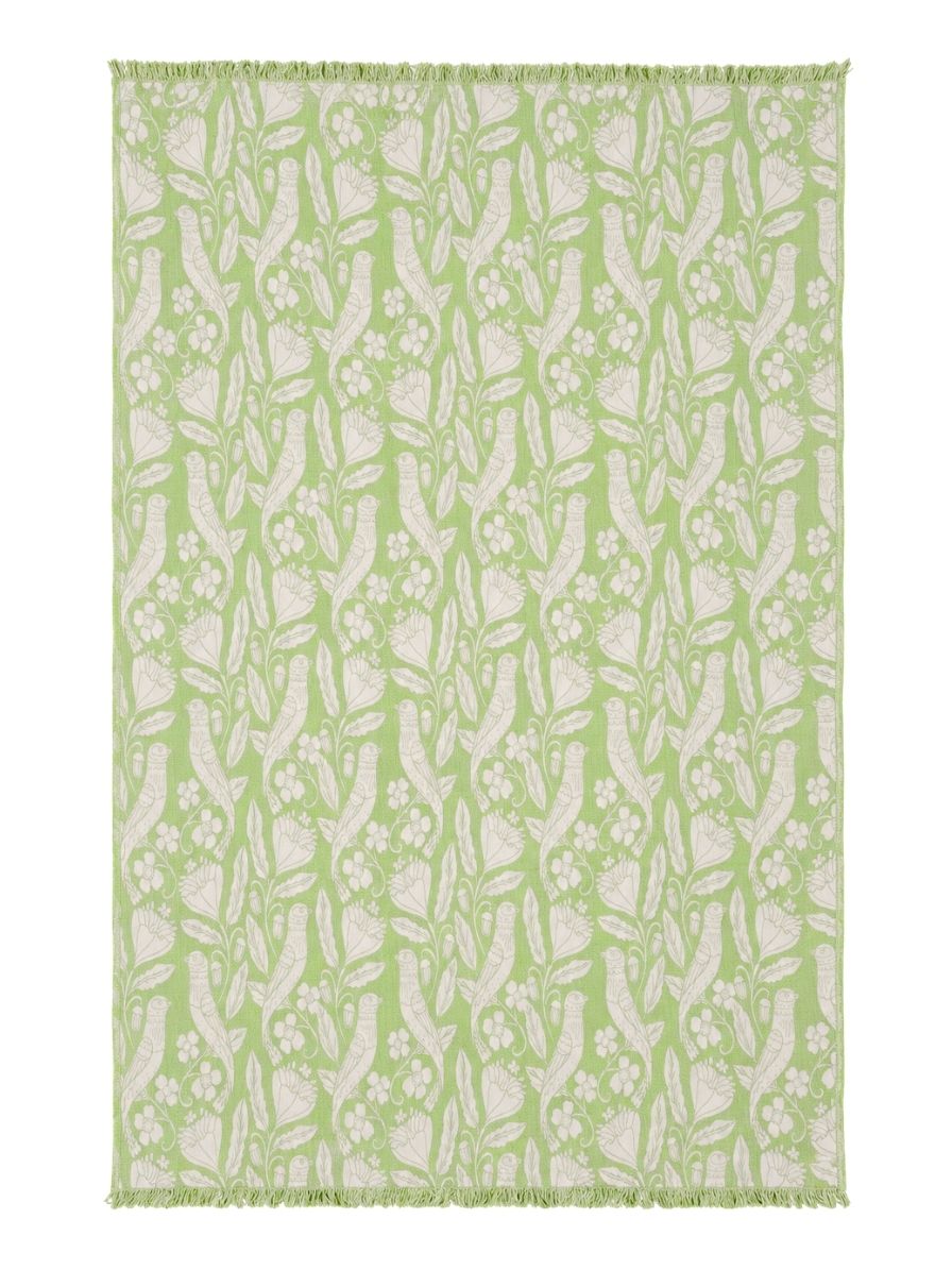 Bird and Botanicals Reversible Muslin Blanket in Olive and Beige