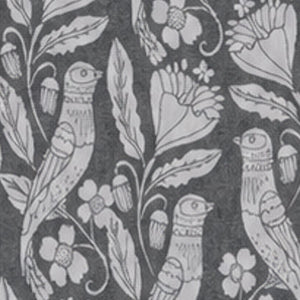 Bird and Botanicals Reversible Muslin Blanket in Charcoal and Grey