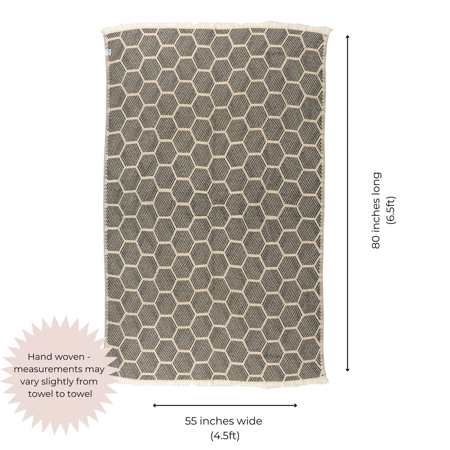 Hive Cotton Throw Blanket in Black and Cream