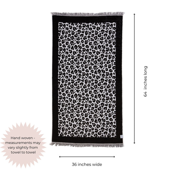 CLEARANCE - Leopard Full Terry Turkish Towel in Black