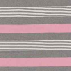 Breeze Striped Organic Turkish Towel with Soft Terry Cloth Back in Black and Pink