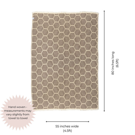 Hive Cotton Throw Blanket in Brown and Cream