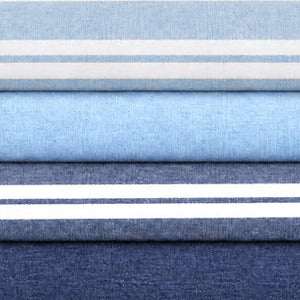 Coastal Blue Hand Towel Bundle - Set of 4 Haven + Stucco Hand Towels - Navy and Light Blue