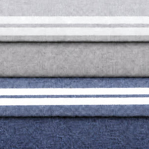 Modern Classic Hand Towel Bundle - Set of 4 Haven + Stucco Hand Towels - Navy and Light Grey