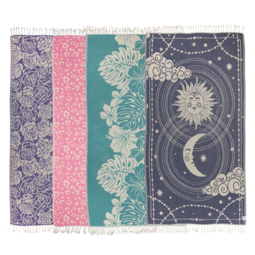 Girls Trip Bundle - Set of 4 Patterned Towels - Rose, Leopard Heart, Hibiscus and Celestial