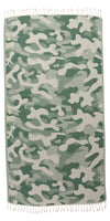 Camo Print Sand Resistant Reversible Turkish Towel in Green