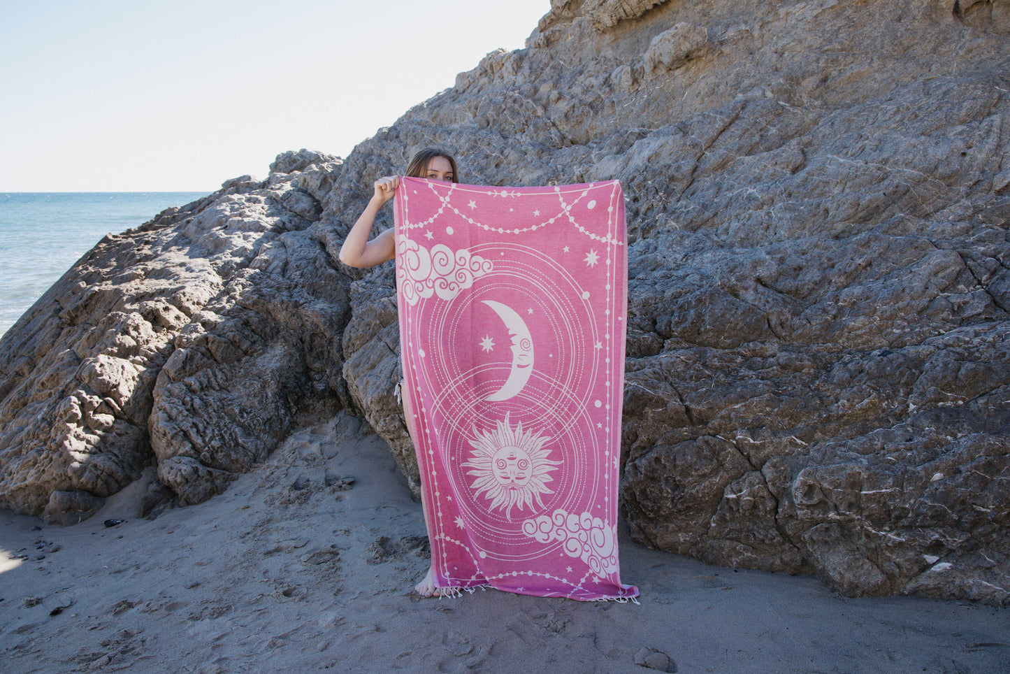 Celestial Organic Turkish Towel in Fuchsia