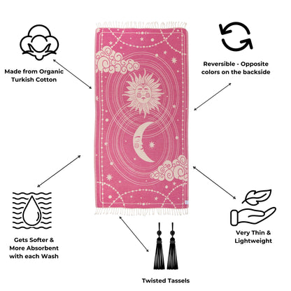 Celestial Organic Turkish Towel in Fuchsia