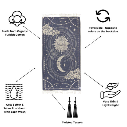 Celestial Organic Turkish Towel in Navy