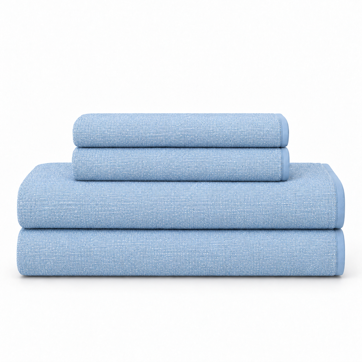 Bath Set Towel Bundle - Set of 2 Stucco Bath Towels + 2 Hand Towels - Light Blue