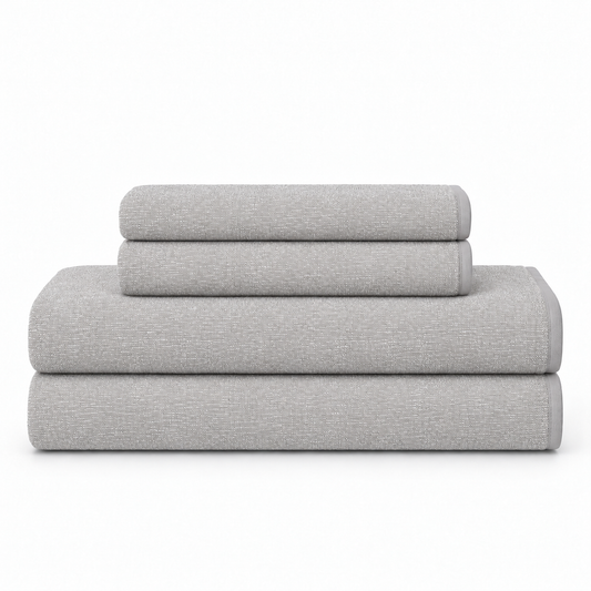 Bath Set Towel Bundle - Set of 2 Stucco Bath Towels + 2 Hand Towels - Light Grey