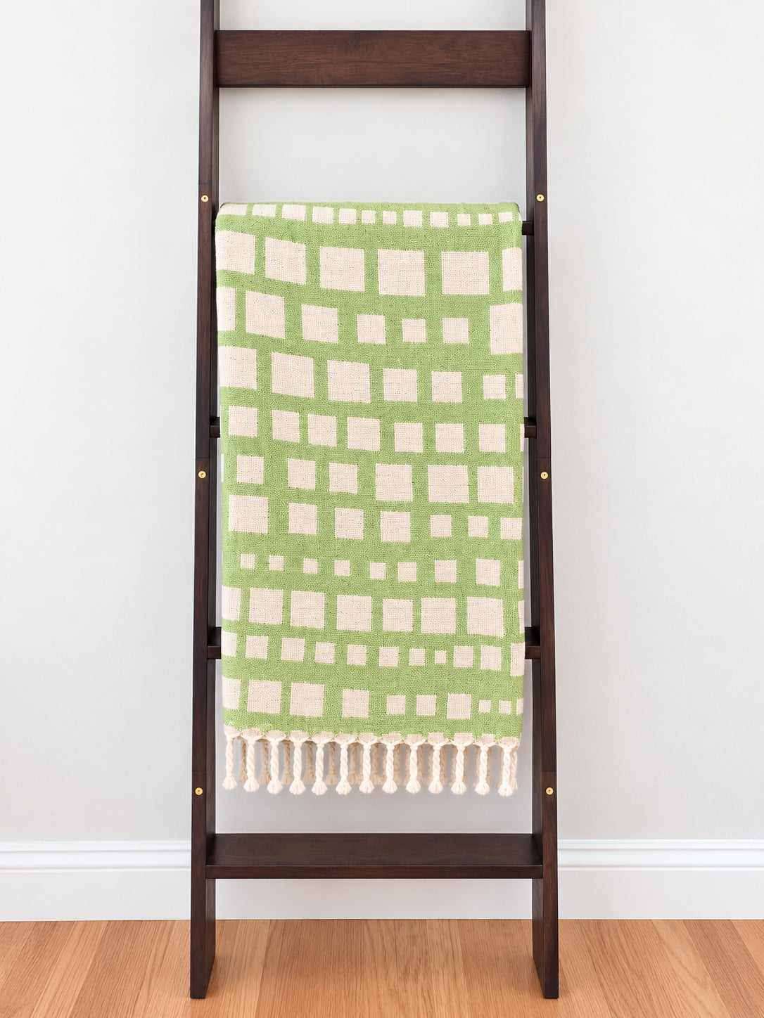 Cubist Organic Cotton Throw Blanket in Olive & Beige