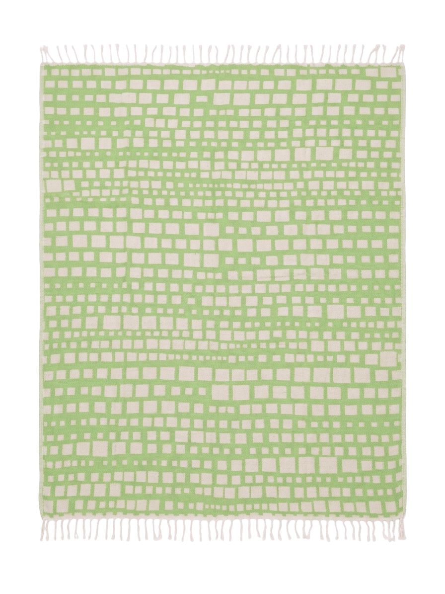 Cubist Organic Cotton Throw Blanket in Olive & Beige