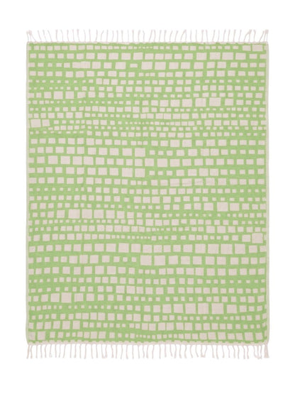 Cubist Organic Cotton Throw Blanket in Olive & Beige
