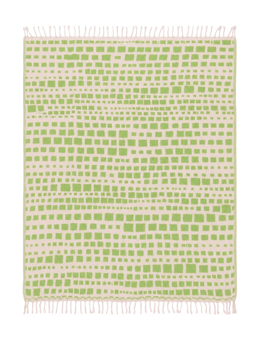 Cubist Organic Cotton Throw Blanket in Olive & Beige