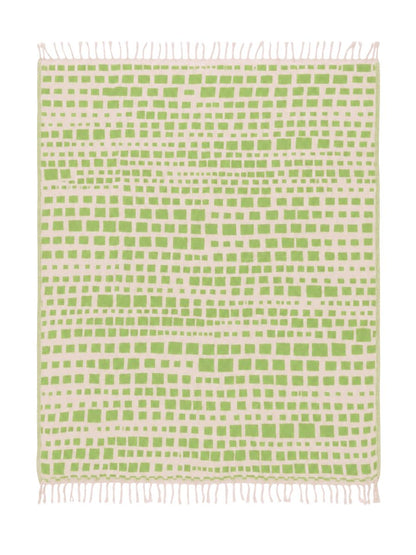 Cubist Organic Cotton Throw Blanket in Olive & Beige