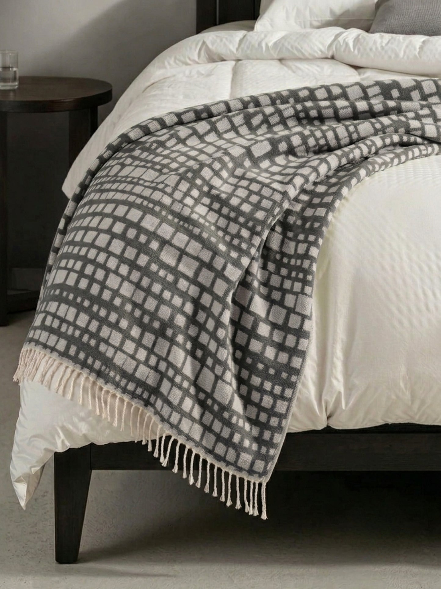Cubist Organic Cotton Throw Blanket in Grey