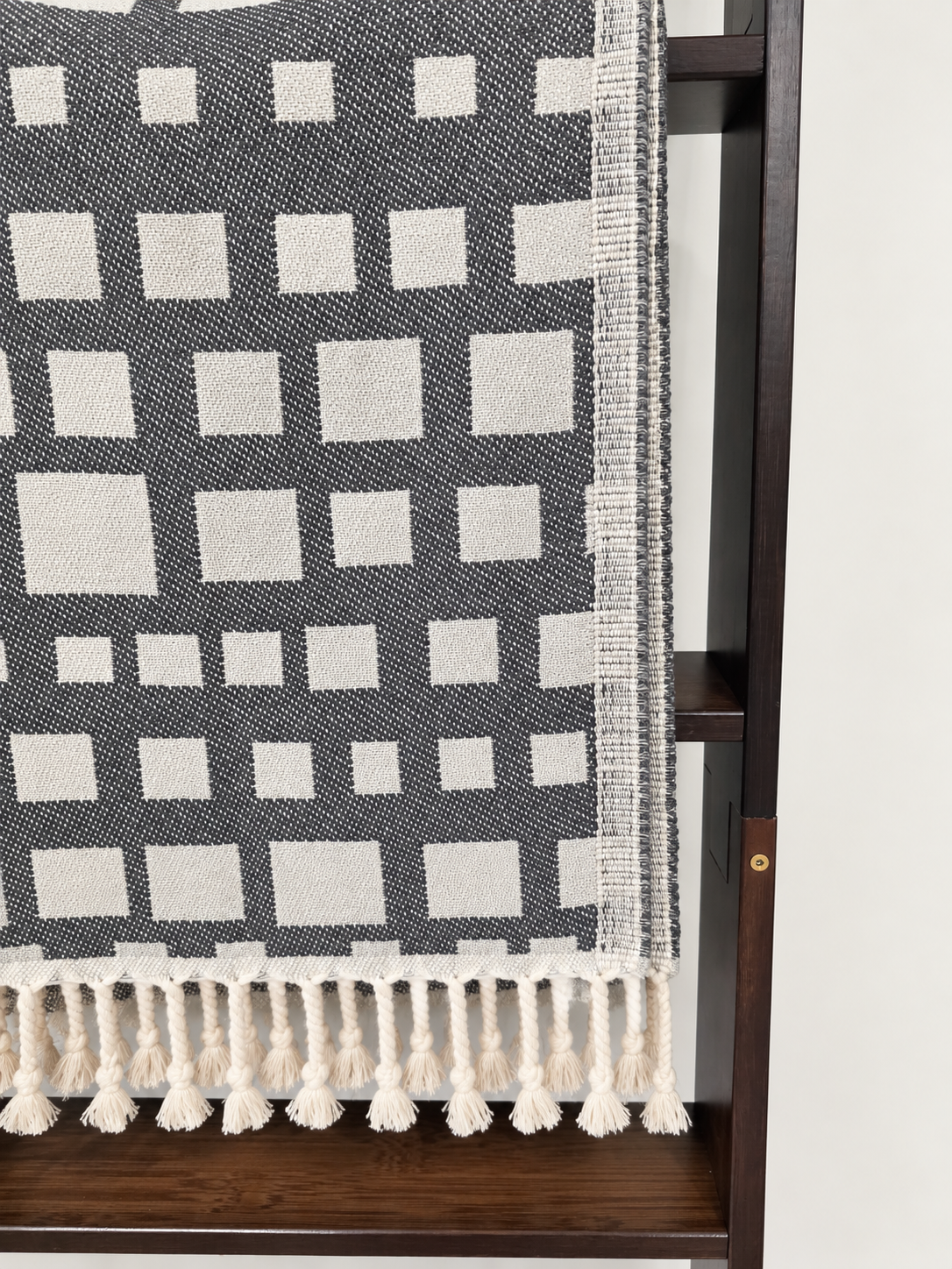 Cubist Organic Cotton Throw Blanket in Grey