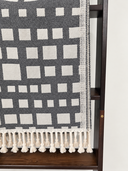 Cubist Organic Cotton Throw Blanket in Grey