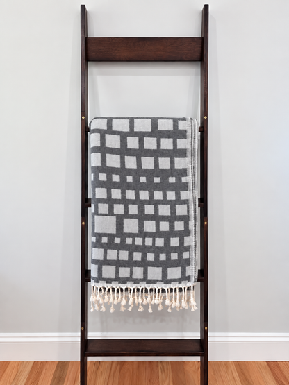 Cubist Organic Cotton Throw Blanket in Grey