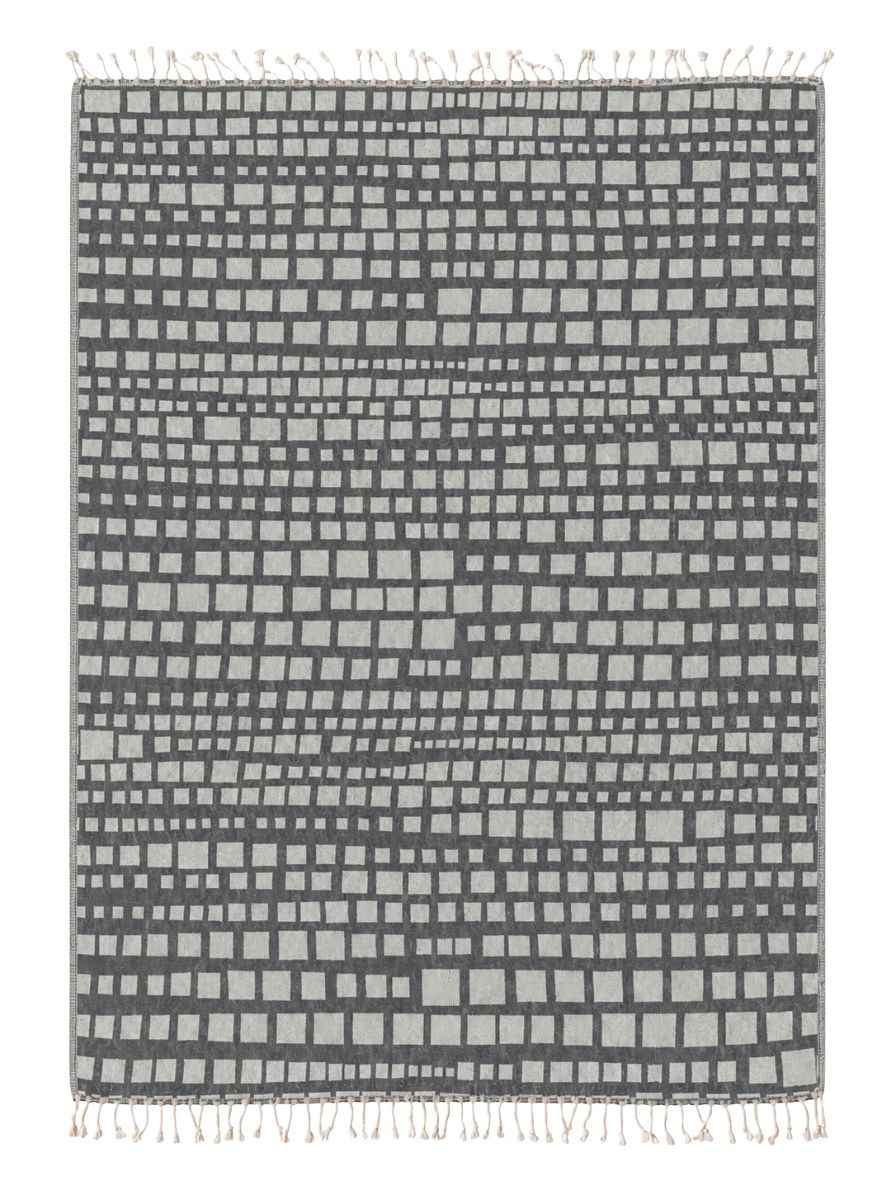 Cubist Organic Cotton Throw Blanket in Grey
