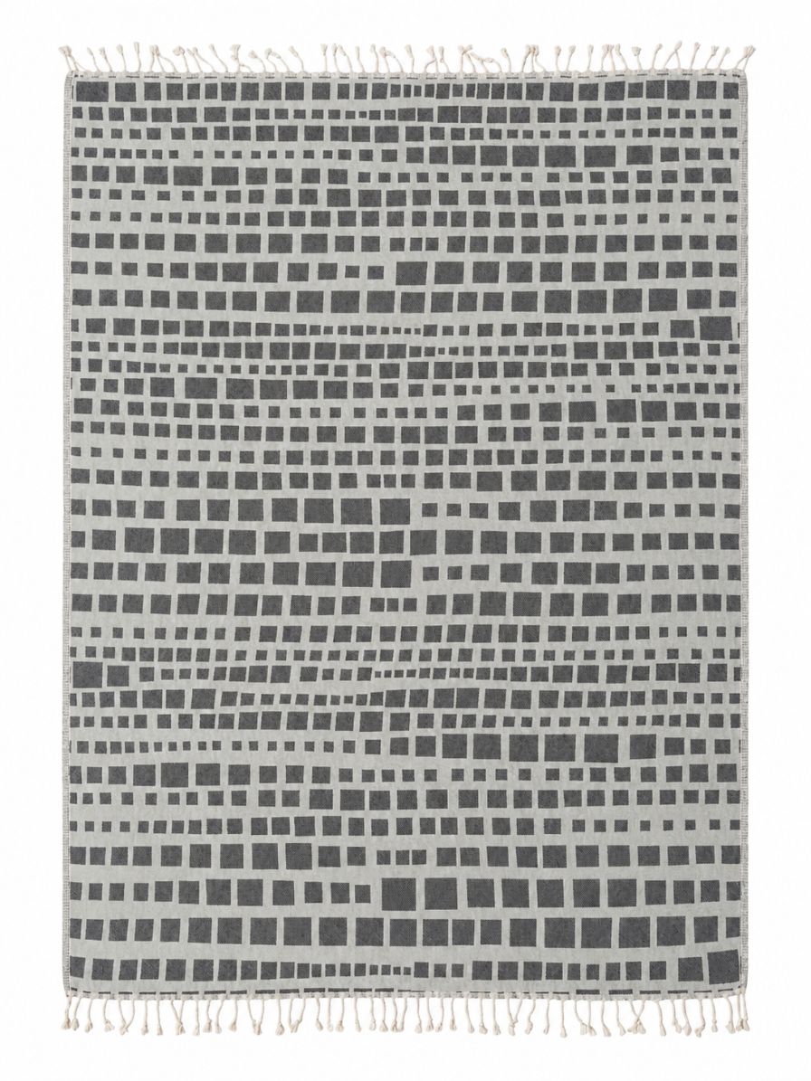 Cubist Organic Cotton Throw Blanket in Grey