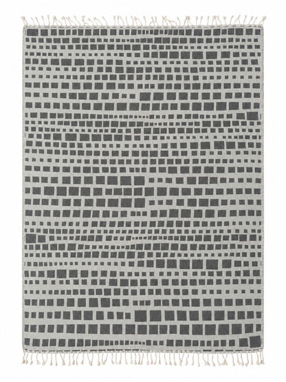 Cubist Organic Cotton Throw Blanket in Grey