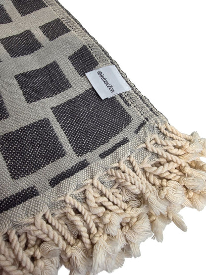Cubist Organic Cotton Throw Blanket in Grey