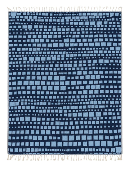 Cubist Organic Cotton Throw Blanket in Navy & Blue