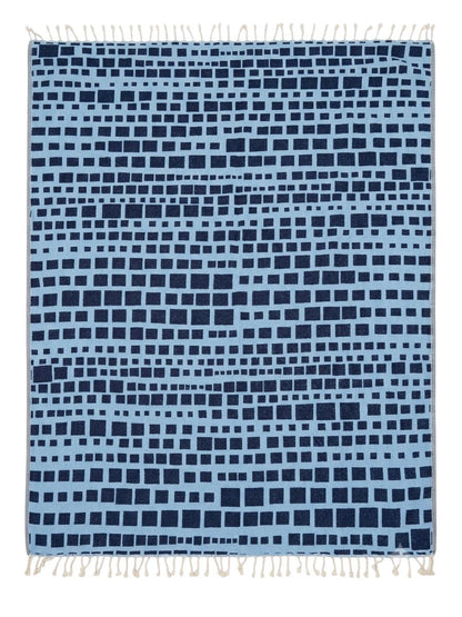 Cubist Organic Cotton Throw Blanket in Navy & Blue