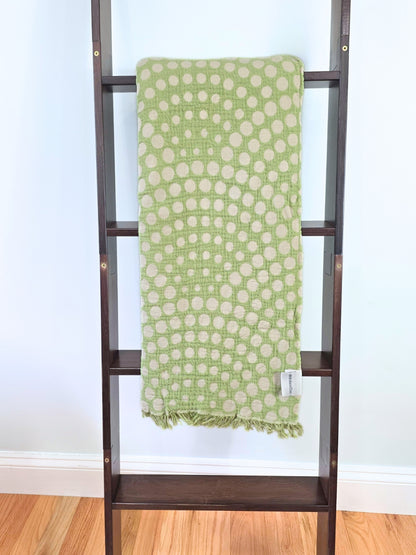 Arched Dot Reversible Muslin Blanket in Olive and Beige