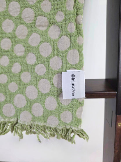 Arched Dot Reversible Muslin Blanket in Olive and Beige