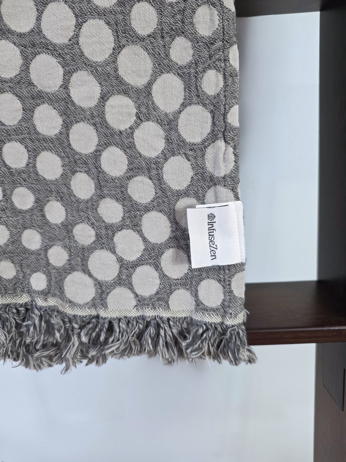 Arched Dot Reversible Muslin Blanket in Charcoal and Grey