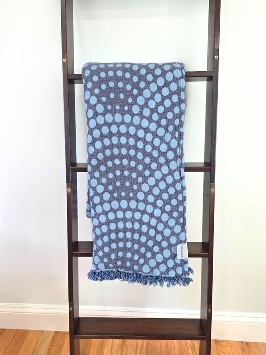 Arched Dot Reversible Muslin Blanket in Navy and Blue